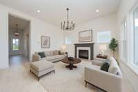 Great room with tons of natural light virtually staged photo