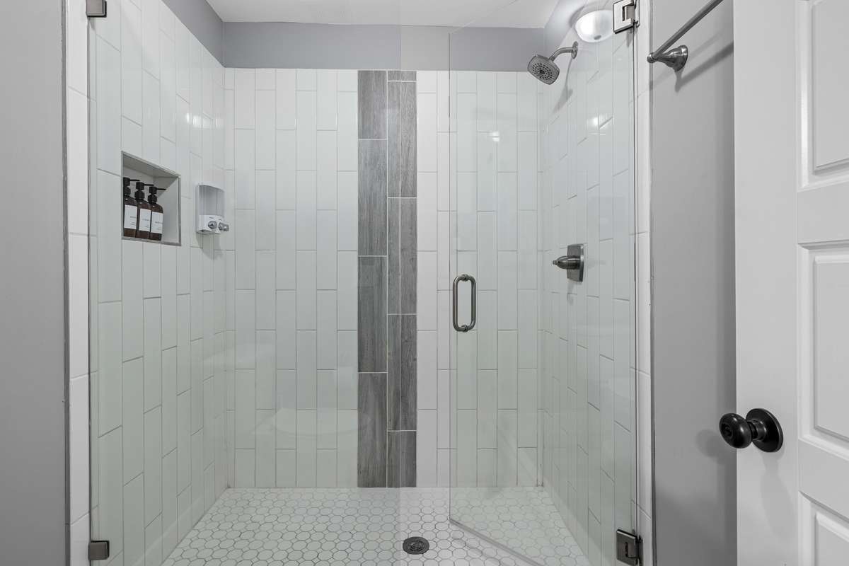 Large primary bathroom shower