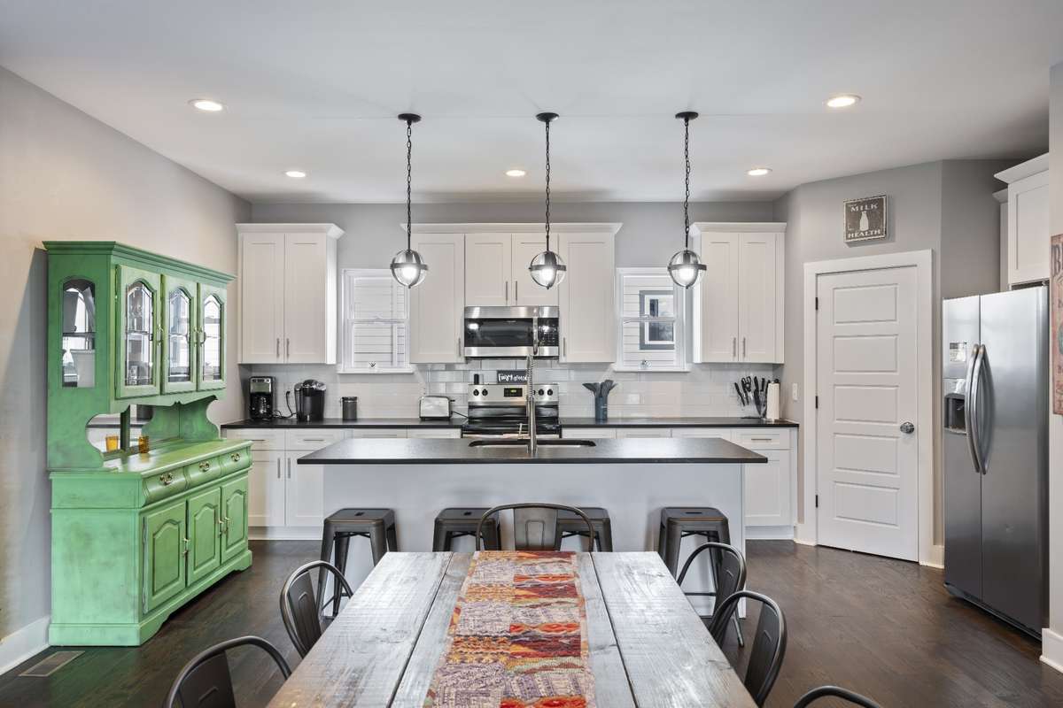 Dining and living room areas