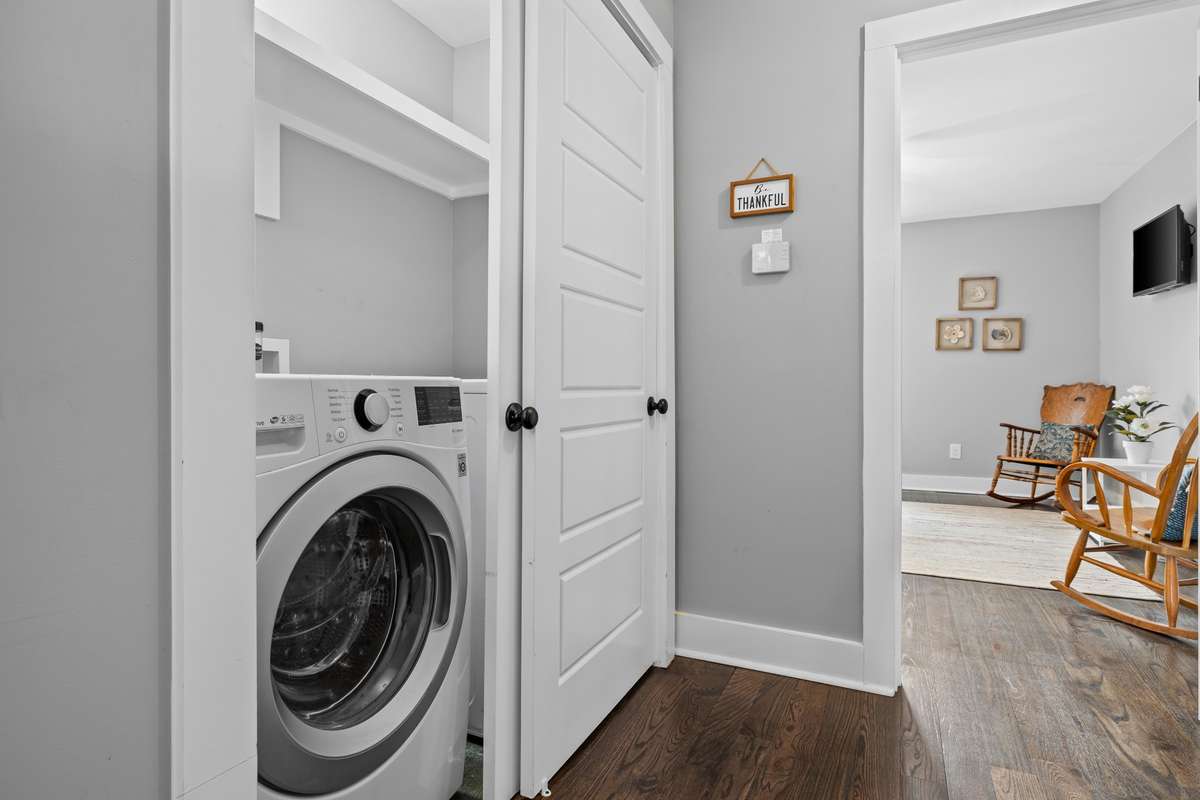 Laundry room right off of the primary bathroom
