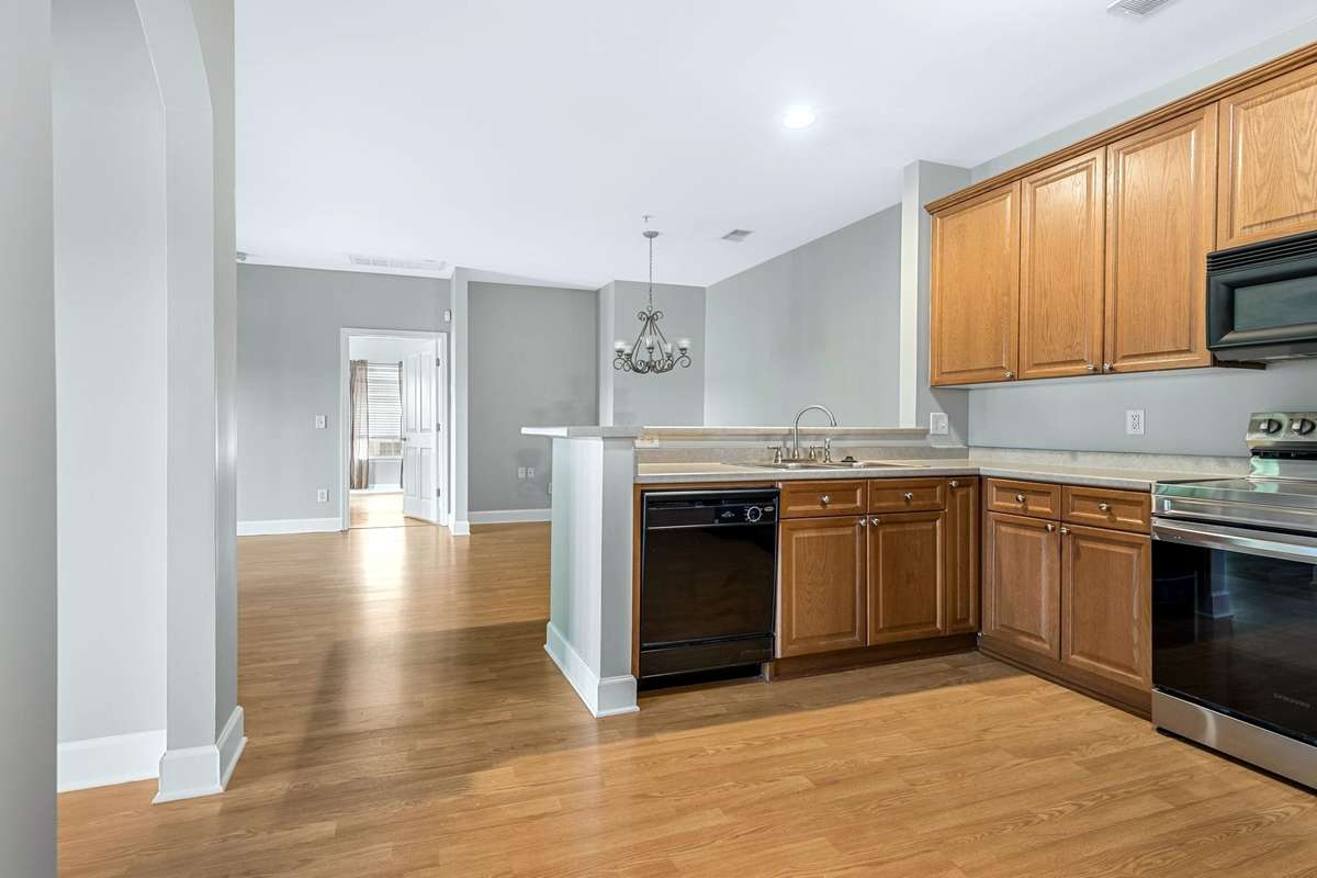 There's ample kitchen cabinet space.