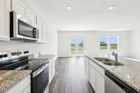 Kitchen overlooking dining space