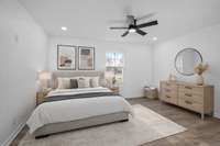 Primary bedroom, this room has been virtually staged.