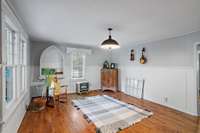 Bright family room at front of the home