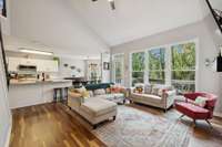 Gorgeous living space with two story ceilings