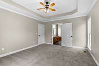 View into the master bath suite