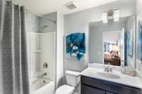 Full bathroom included when dual primary suite (5th bedroom/3rd bathroom) option added upstairs!