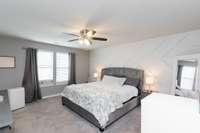 PRIMARY BEDROOM WITH DESIGNER ASYMMETRICAL WALL ACCENT MOLDING