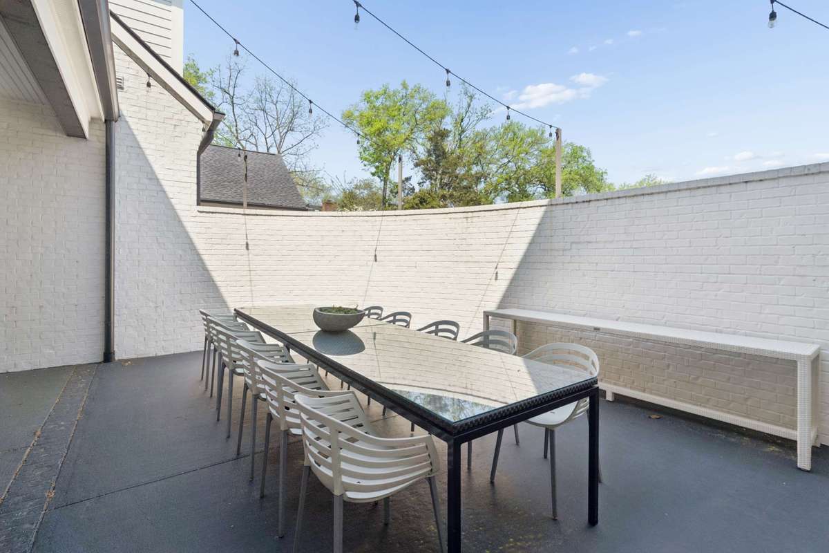Dining patio with fairy lights, accessed through Dining room and/or Wet bar