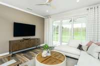 Photo of Contour Model Home's Gathering Room. Actual colors & selections may vary.