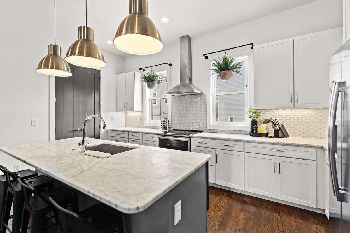 Tons of counter space, storage, and everything you could need in a kitchen.