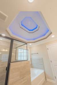 Double Tray Ceiling with LED Lighting in Both Trays! Lights Have Multiple Color Options!