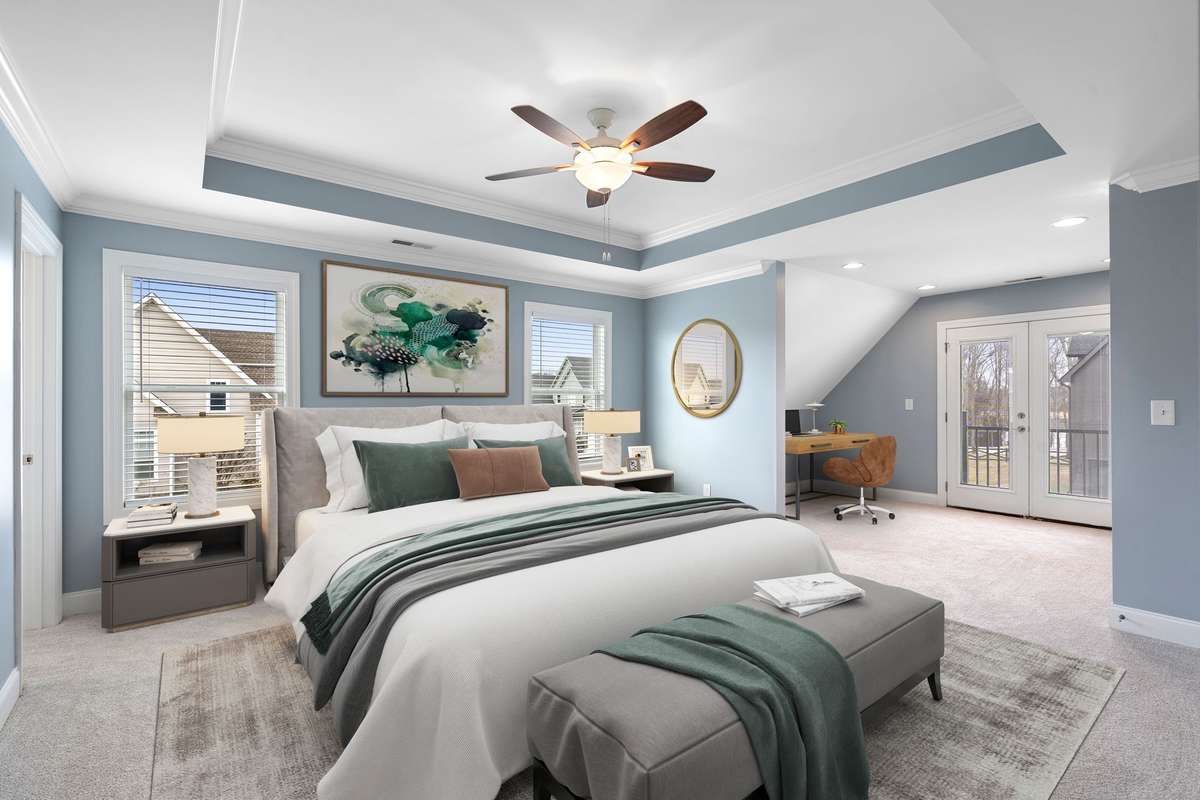 The Primary Bedroom is virtually staged...
