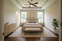 One idea of bedroom furniture placement via virtual staging!