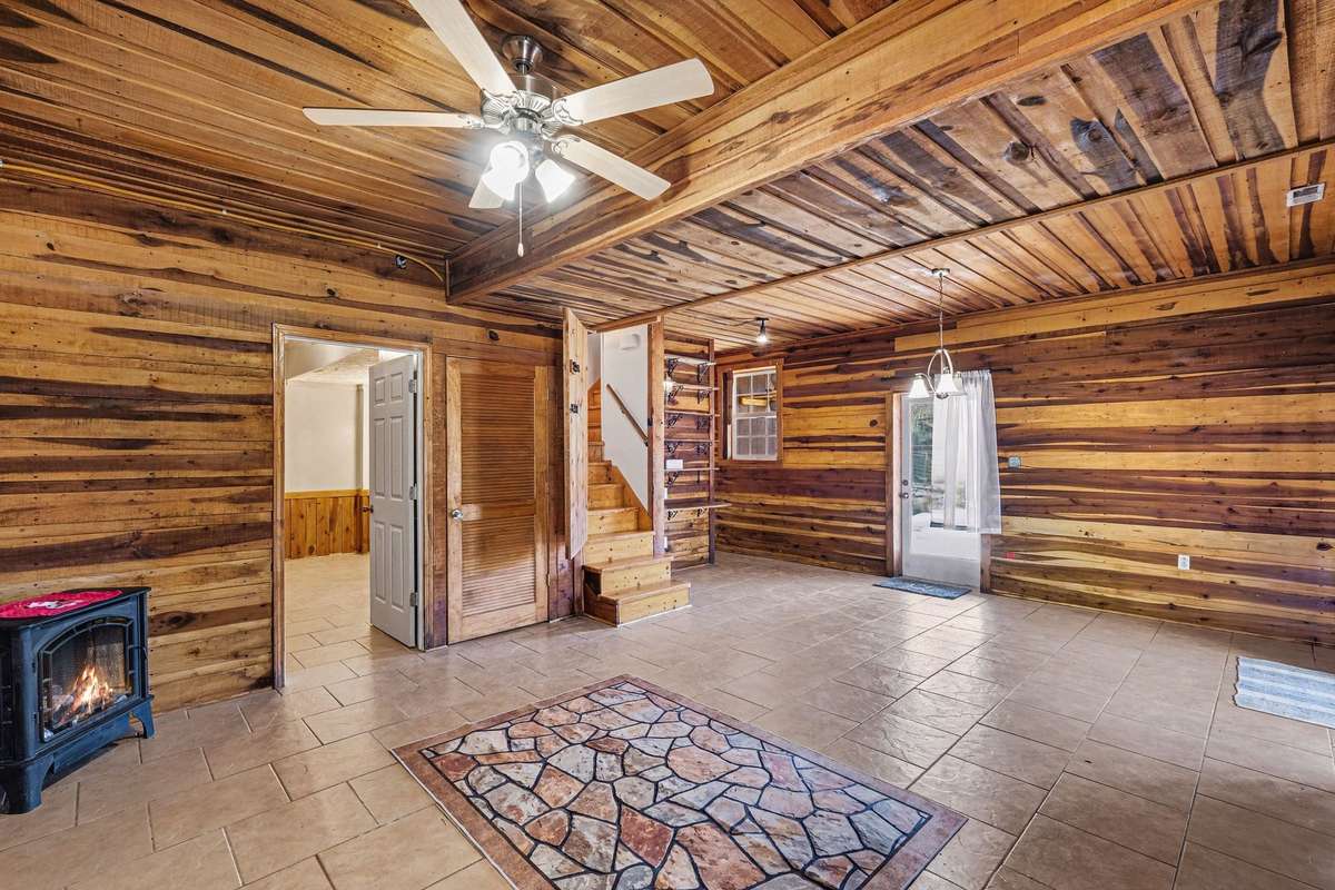 Large family room with electric fireplace