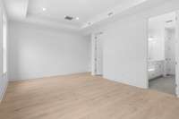 Downstairs, SPACIOUS (20X13), primary suite with hard surface flooring.