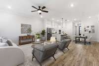 This picture we staged the living room area to show how your possible furniture placement could be in this room.