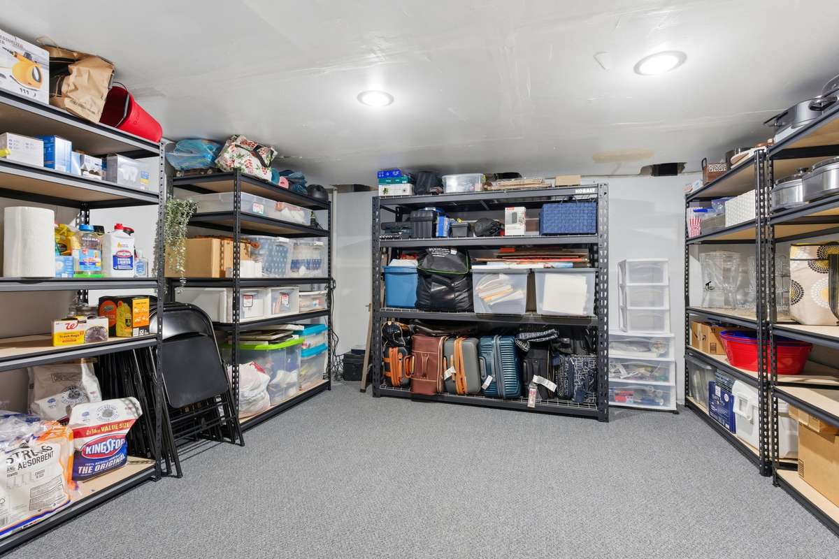 Nice size Storage Room with heavy duty shelving