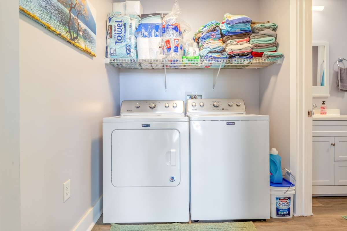 LARGE Laundry Room and FULL Bathroom on the lower level for super easy access after a long day out on the TN River!