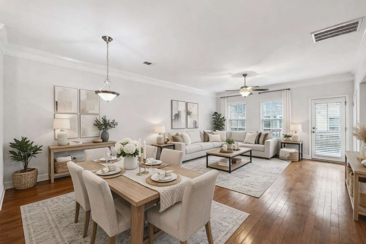 Virtually Staged - open concept living room and dining room