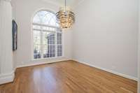 Formal dining room with Paladium window