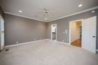 Primary retreat sits in the back corner of the home away from everything and the view out the windows is spectacular