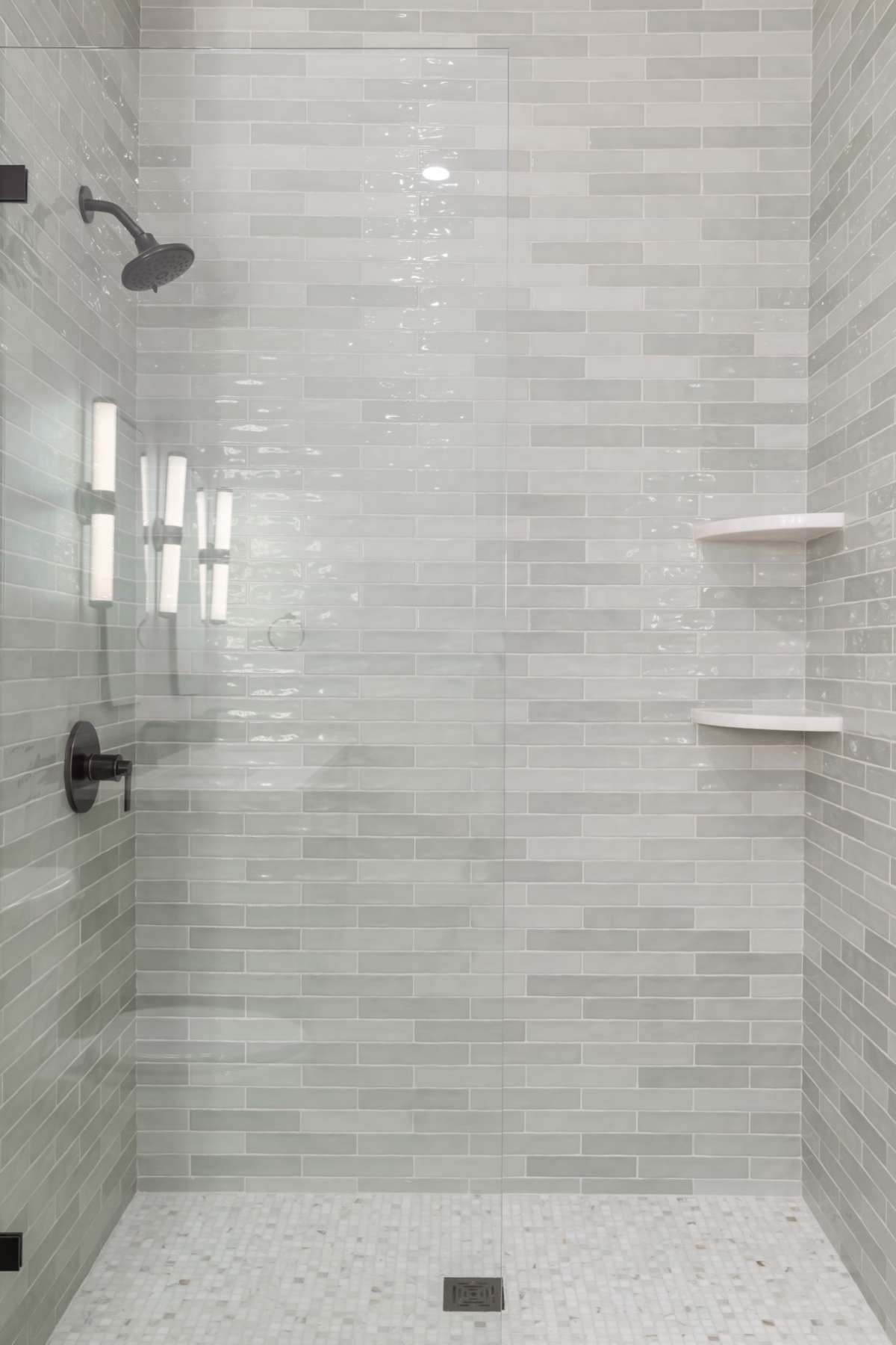 Shower in the lower level bonus room bathroom.