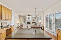 Kitchen has tons of cabinets and island for prep!