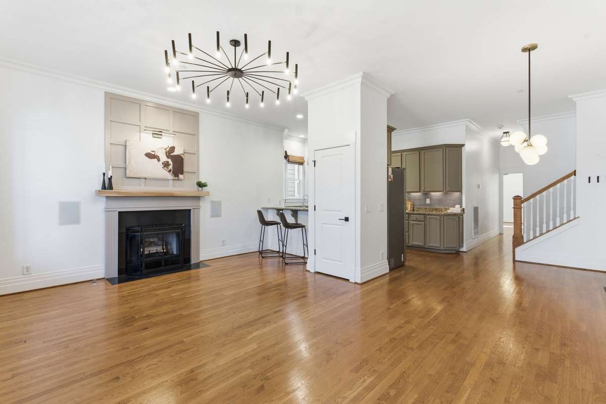Living space features gas fireplace.
