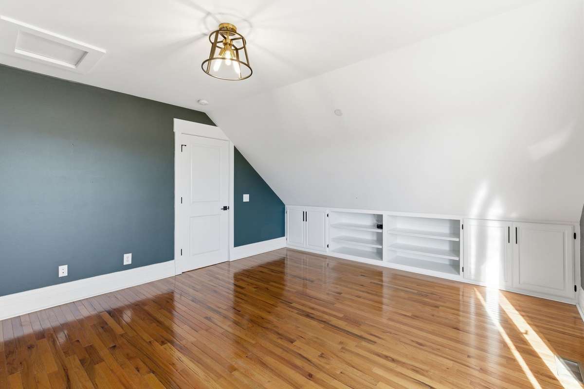 Built-ins perfect for storage. Room is pre-wired for speakers.