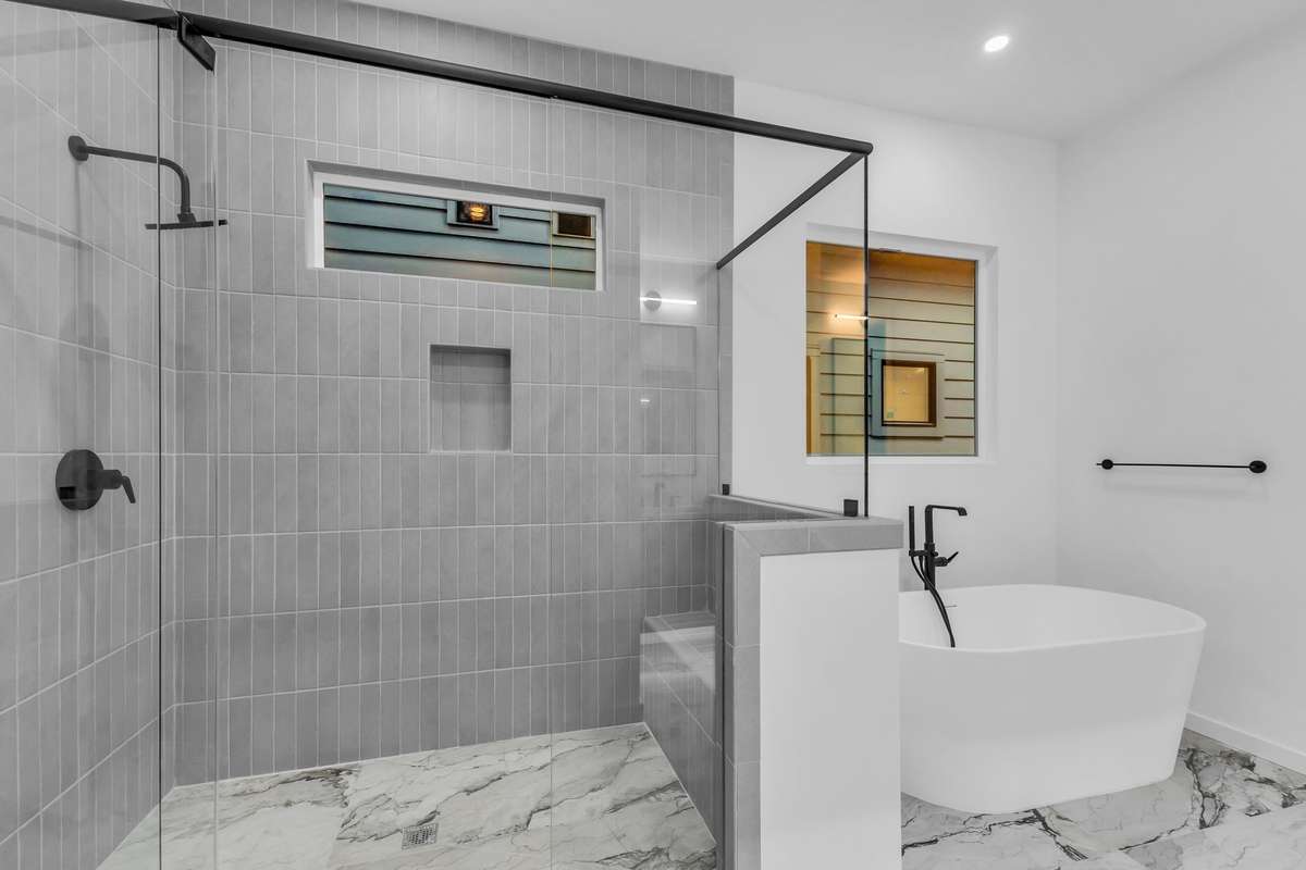 Separate shower plus separate soaking tub