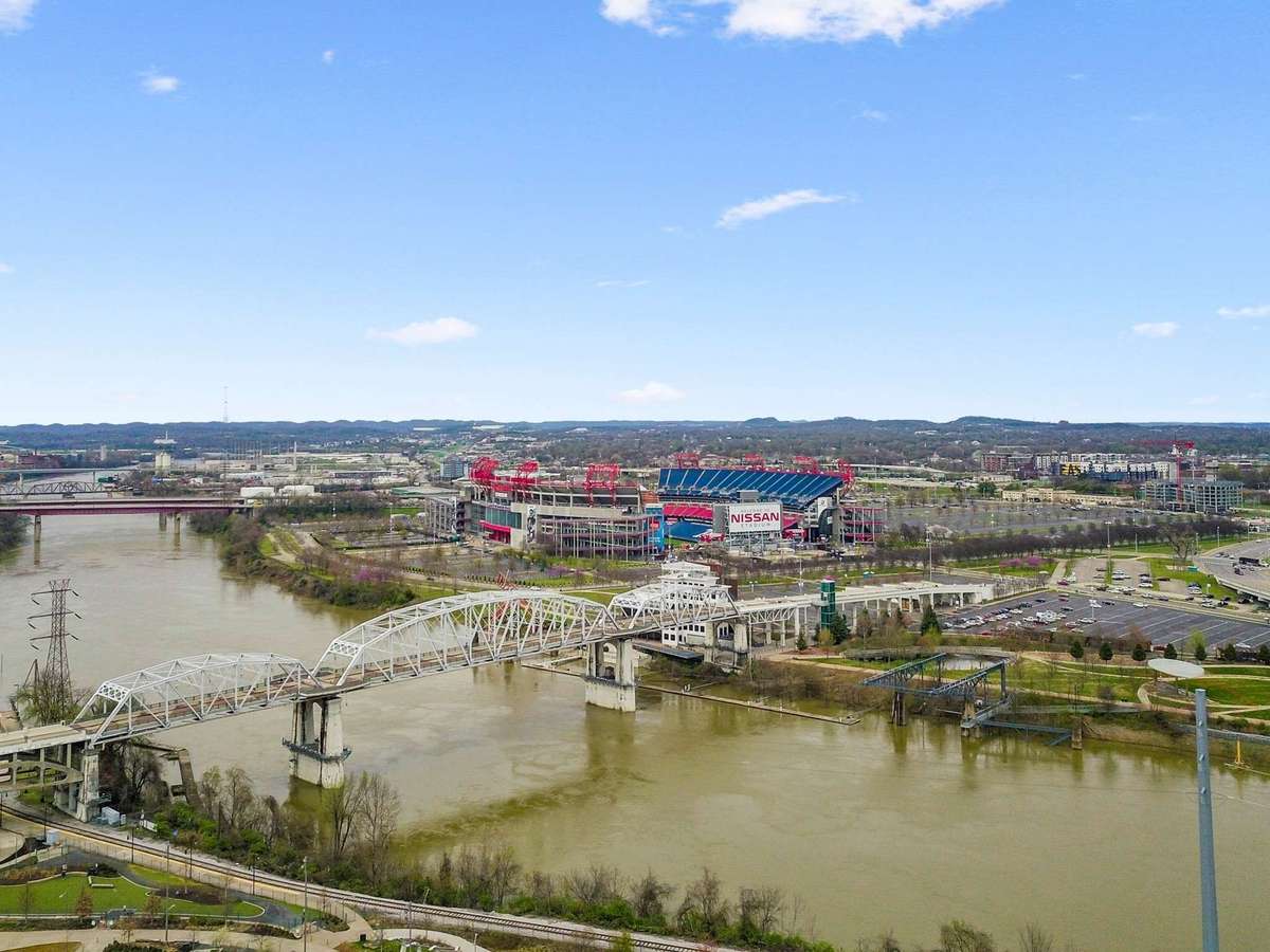 Cross the pedestrian bridge for an easy stroll to the Titans Stadium