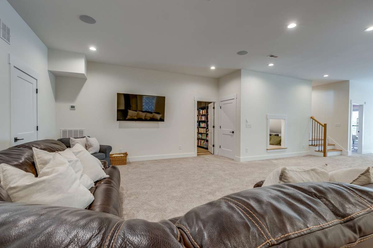 wide open floor plan on downstairs level.
