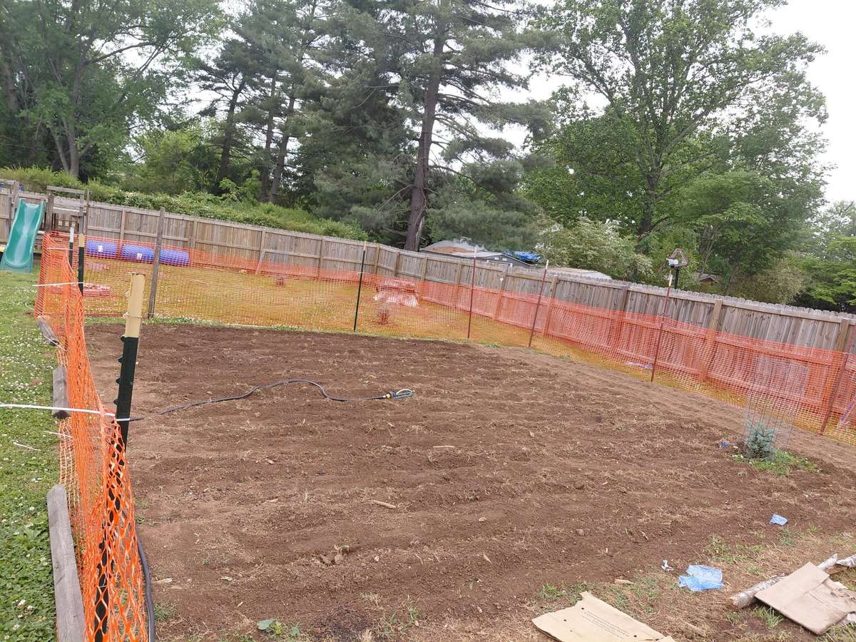Tilled garden in the backyard.