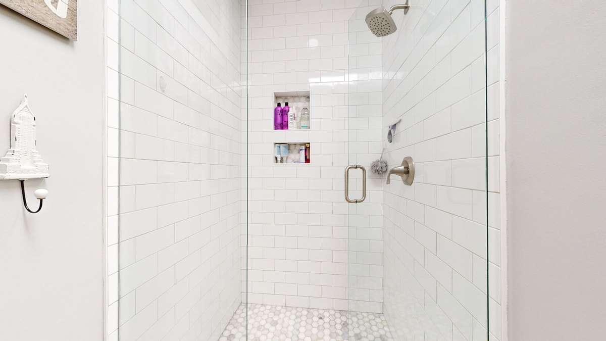 The primary shower was beautifully remodeled in 2022