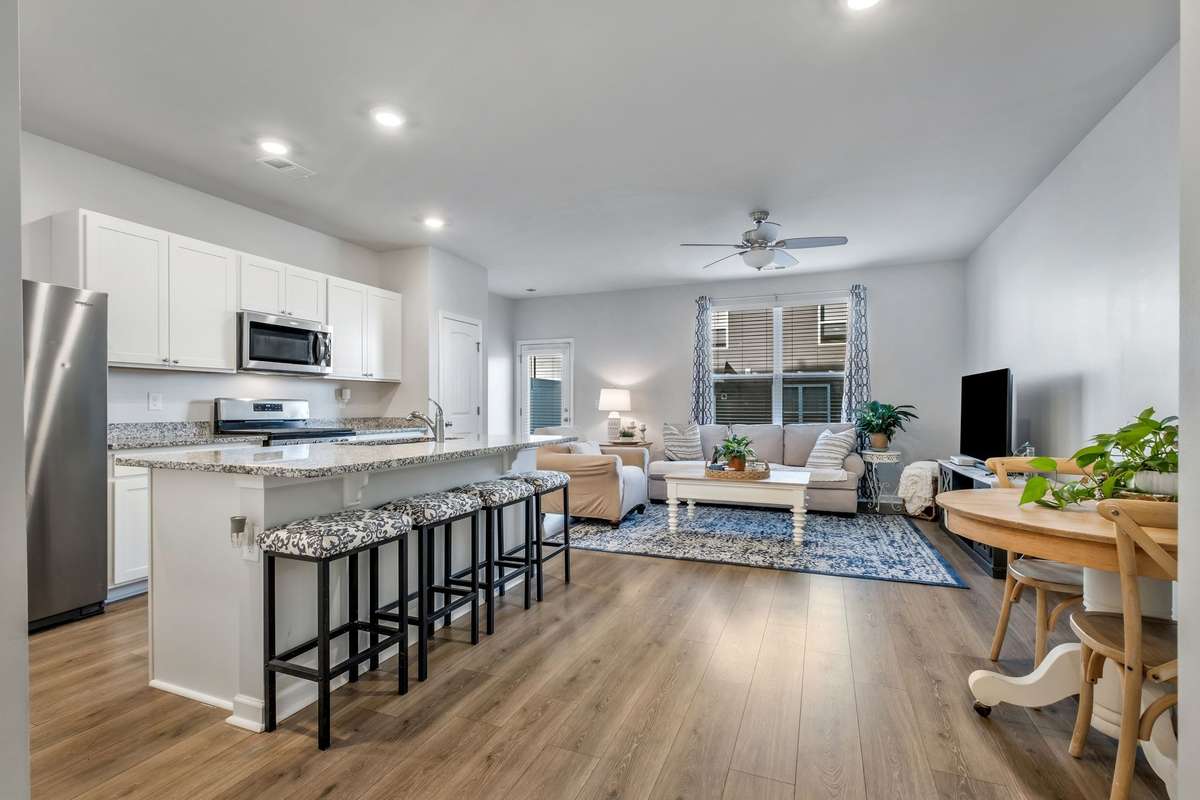 Large Kitchen, Dining and Living Combination