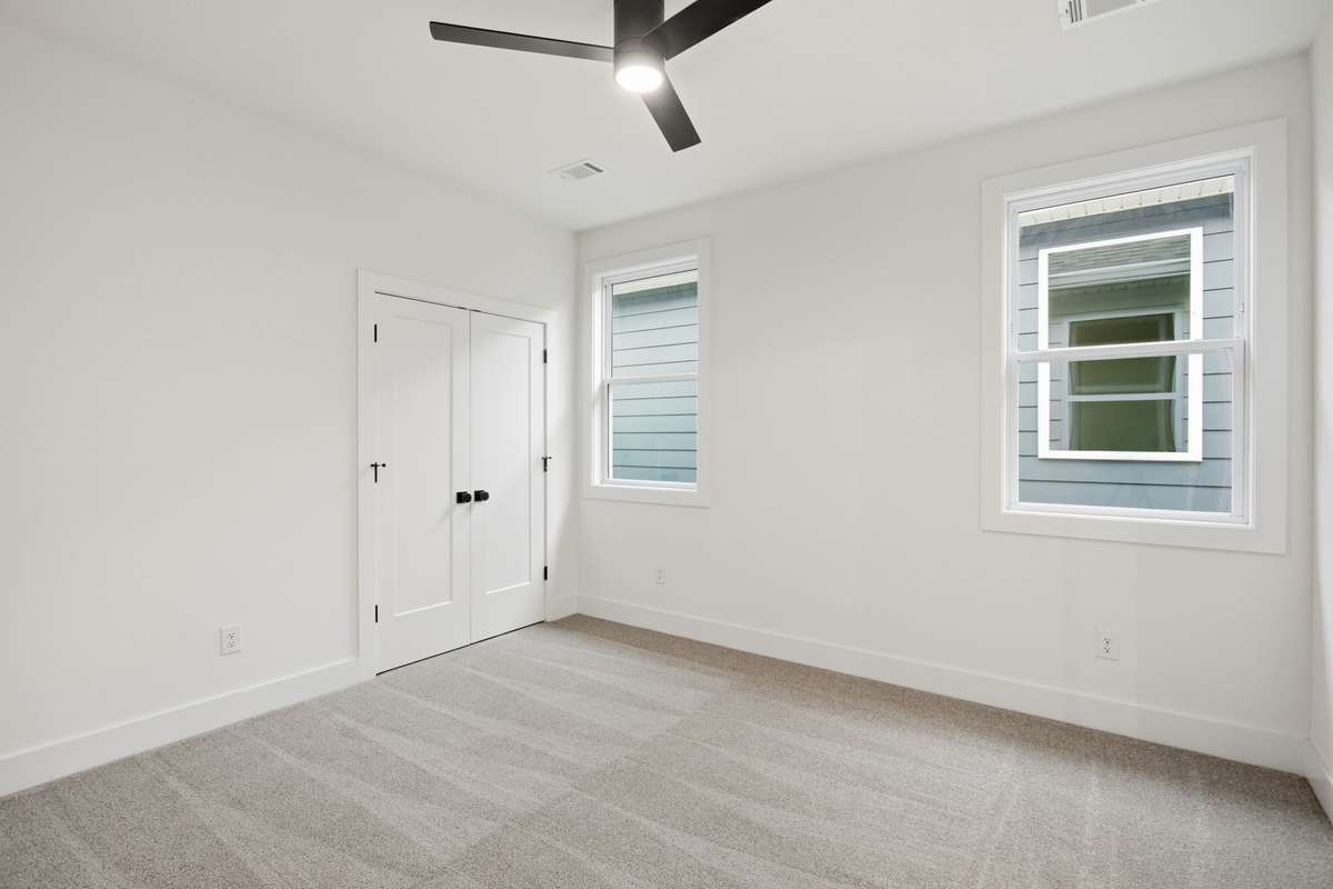 Window coverings have been added to all bedroom windows.