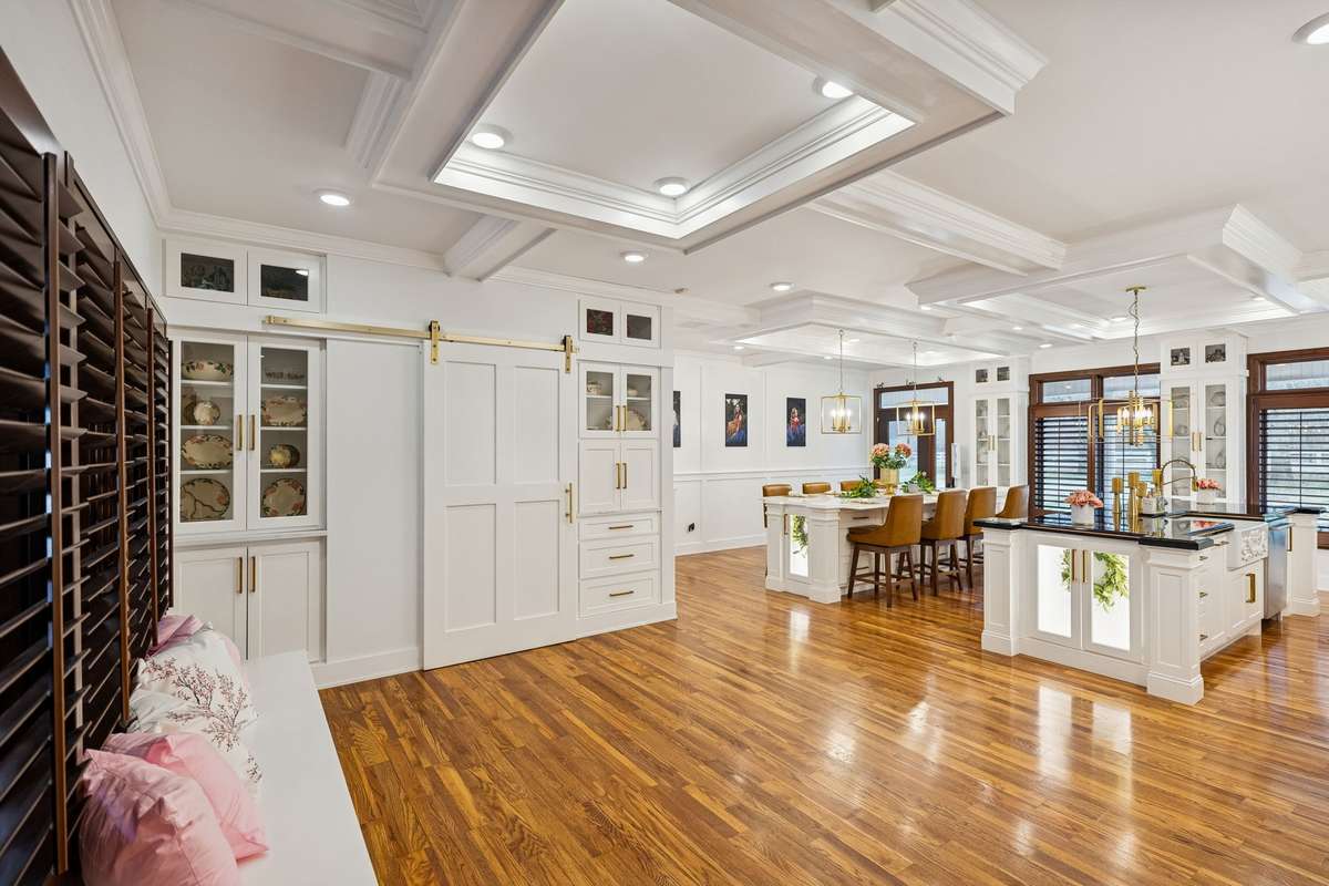 Extensive Crown Molding and Custom Cabinets with Special Built-In Features.