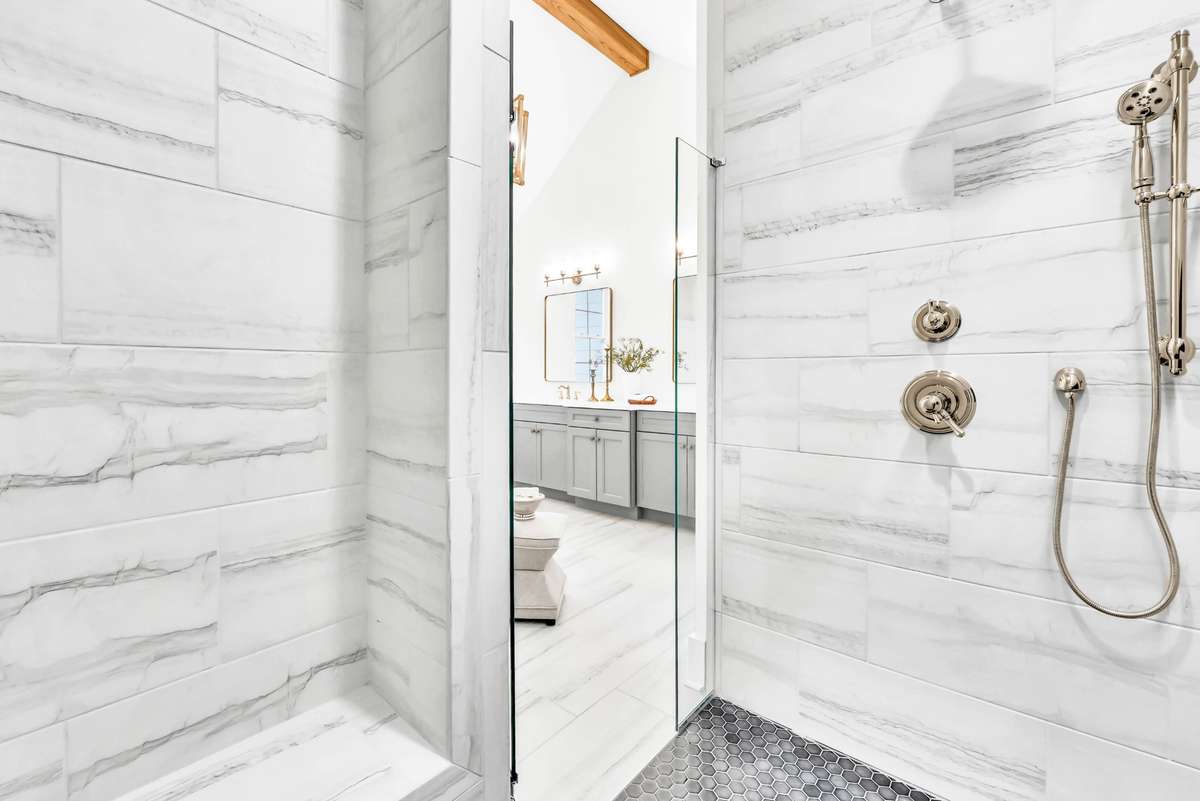 THIS SHOWER! Spa like experience with bench as a bonus