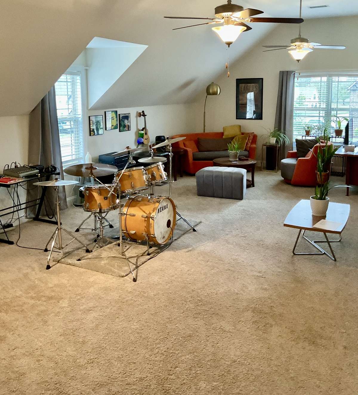 The extra large bonus room has a large closet for storage.