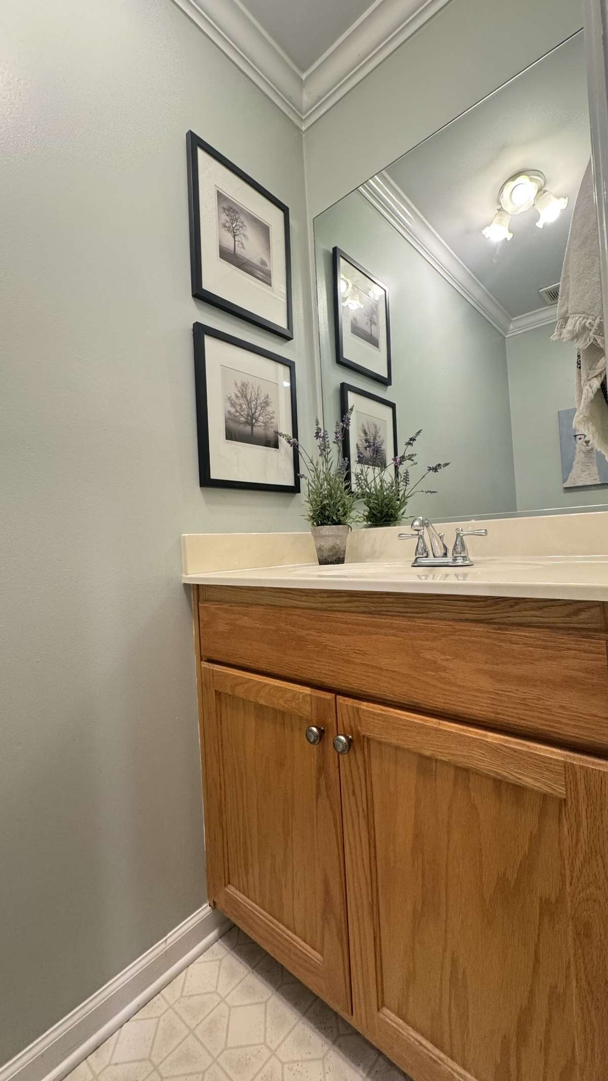 Half bath off great room.
