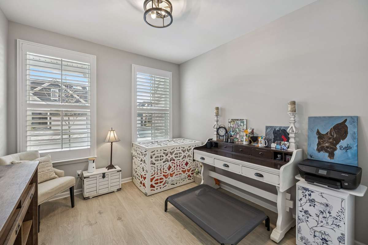 Second bedroom is being used as an office. A queen size bed fits perfectly in this space.