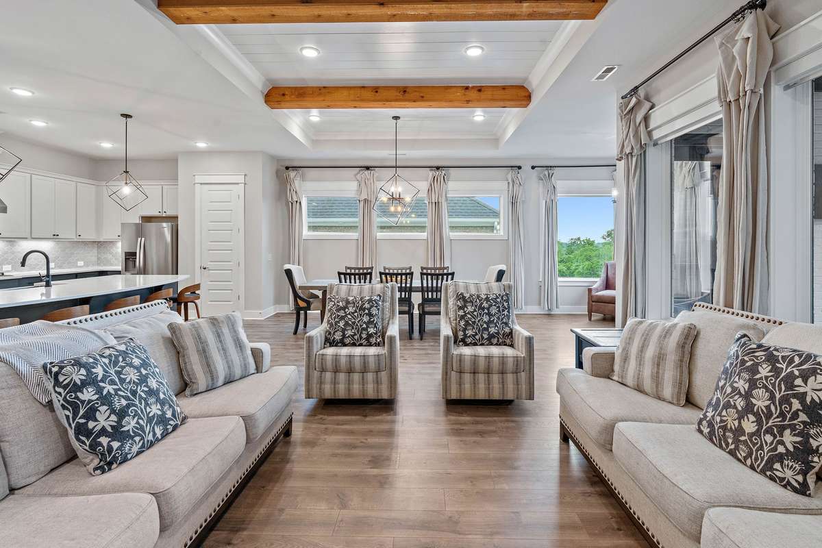Wooden beams in the living room are a great addition