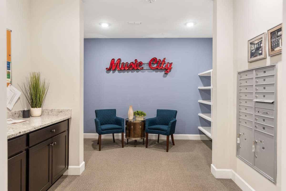 The central mailbox area just next to the main level lobby.