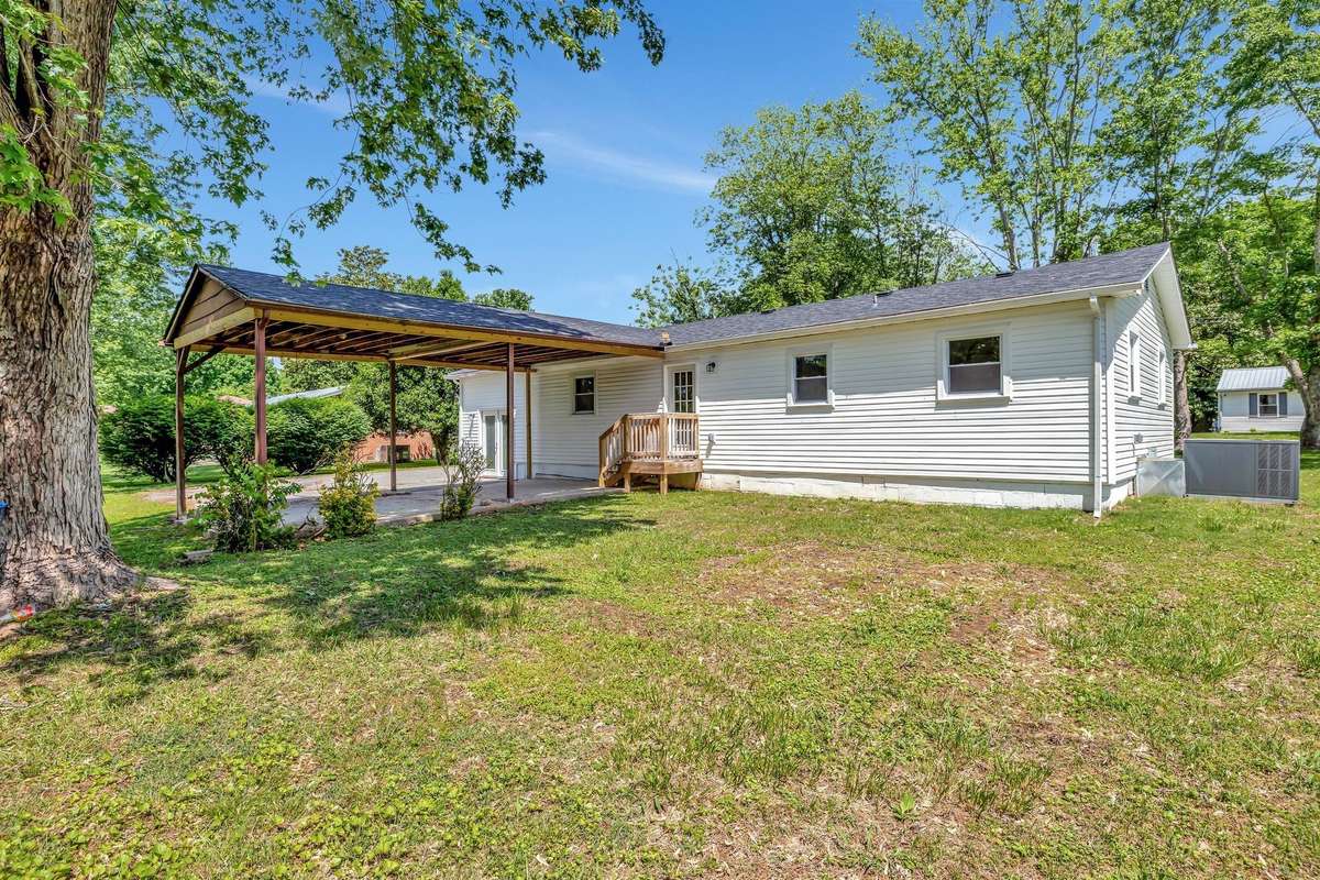 Beautiful backyard with mature trees and plenty of privacy