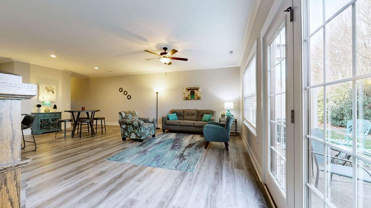 Living room with access to the back patio.