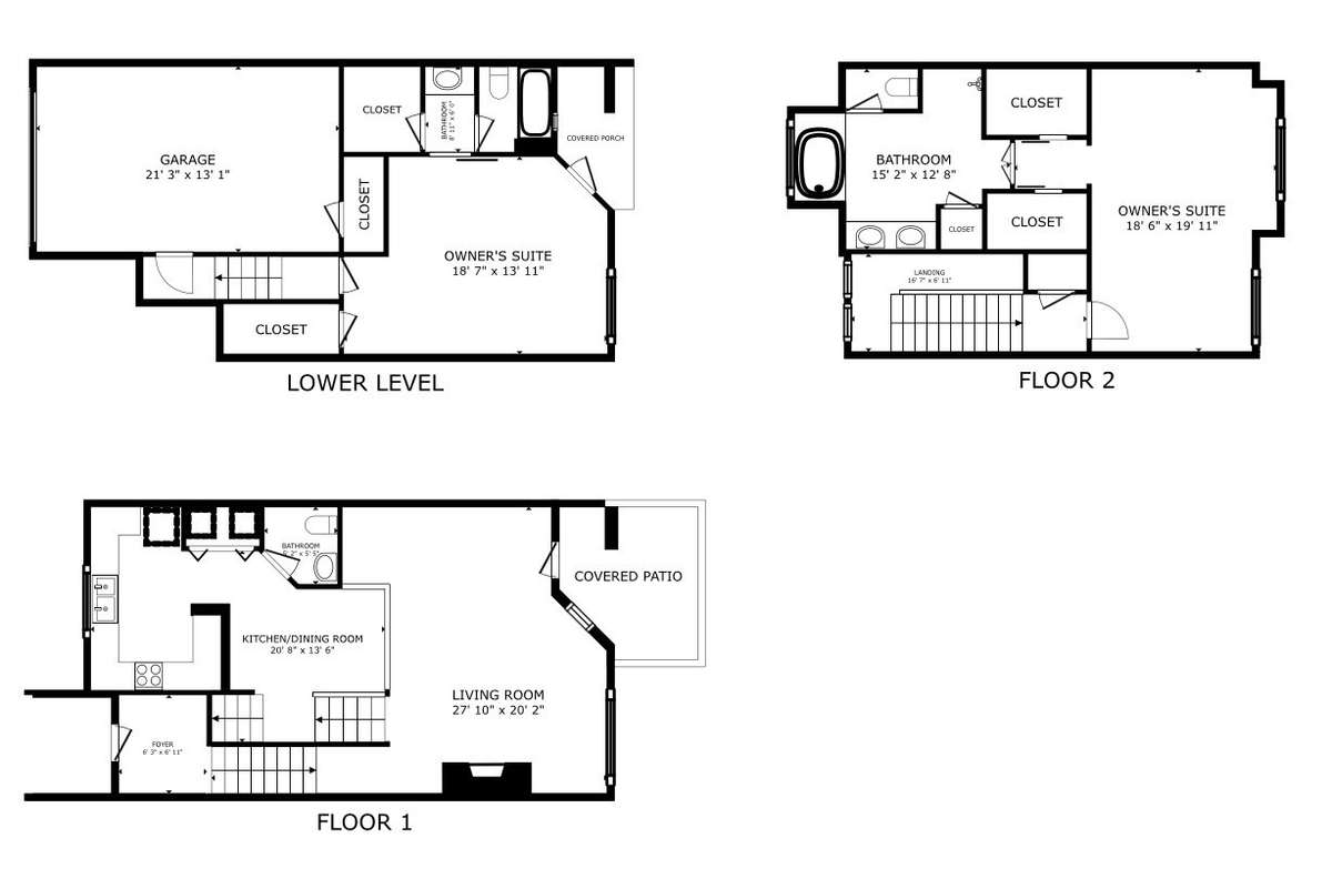 Three Level Floor Plans
