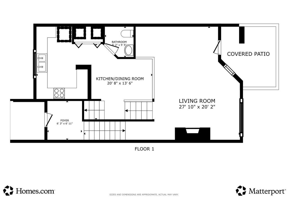 Middle Floor: Living/Dining/Utility/Balcony Measurements