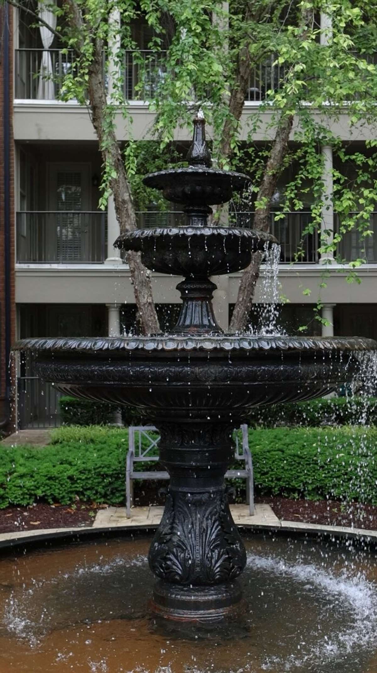 Wrought iron fountains trickle peacefully in the courtyards welcoming you home and setting the mood for calm enjoyment of your community grounds.