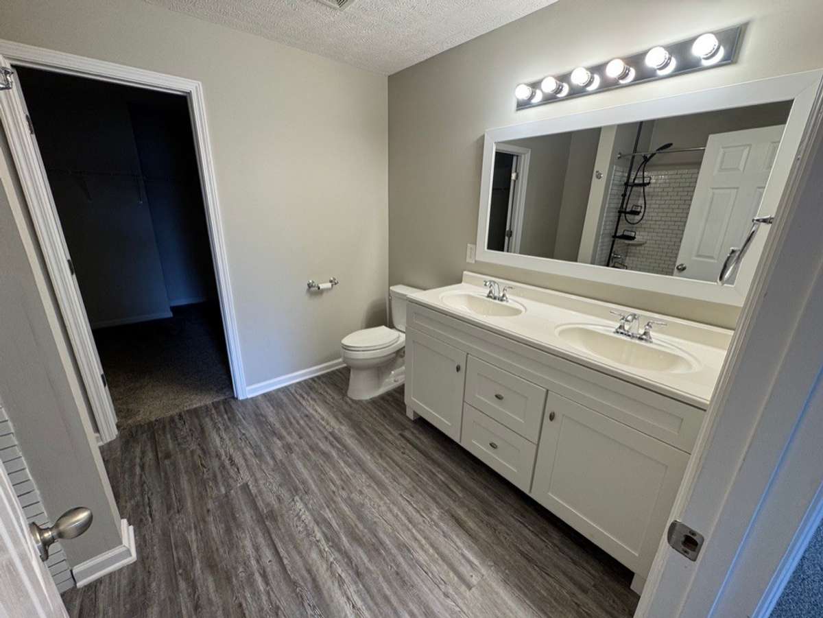 Primary bathroom with dual vanity
